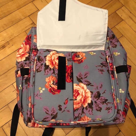 Gray Floral Diaper Bag/Backpack - Picture 2 of 16